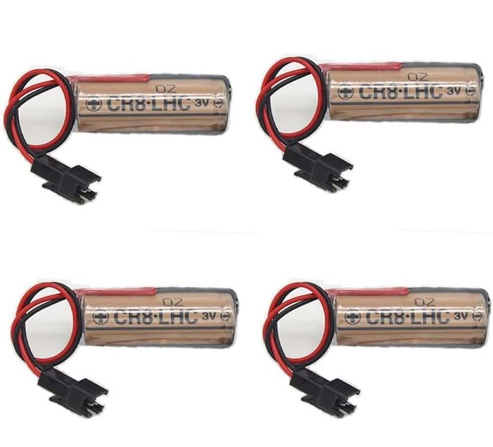 4-Pack CR8.LHC 3V 2600mAh Lithium Backup Battery with Black Connector